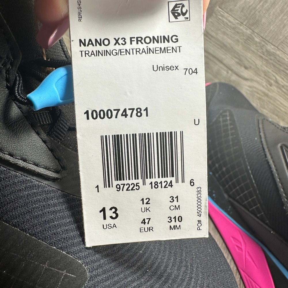 Reebok Nano X3 Froning Mens 13 Black Pink Cyan Training Gym Shoes NEW - Picture 8 of 8